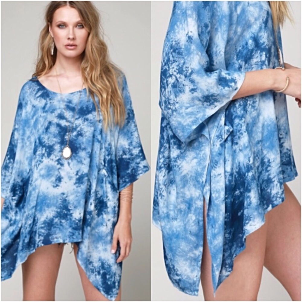 Tie Dye Flowy Tunic Top Coverup O/S - Picture 4 of 7